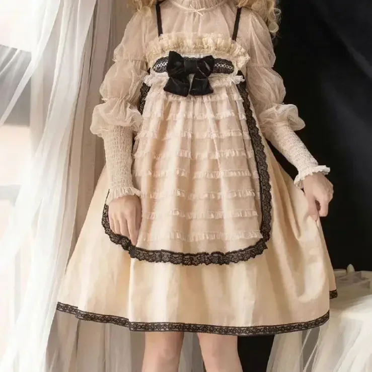 

MAGOGO Original Vintage Gothic Style Lolita Dress for Women Angel Sleeveless Party Dresses Sweet Lace Bow Suspender Summer Dress