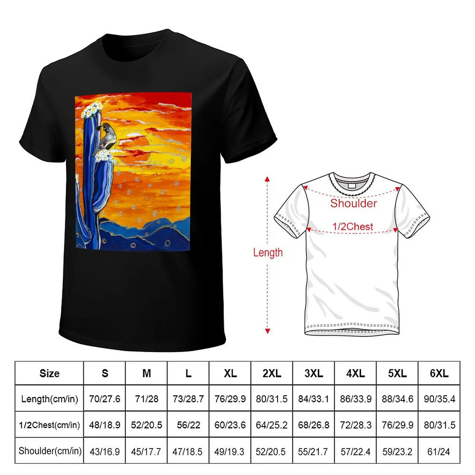 Blue Saguaro T-Shirt All Match Print Short Sleeve Top