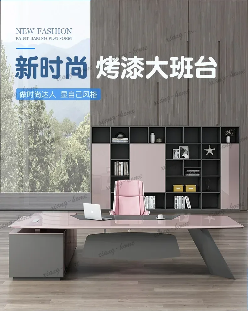 YJ Painted Beautiful Office Desk Colorful Supervisor Manager Bench Office Desk Creative Boss Office Furniture Der Schreibtisch X