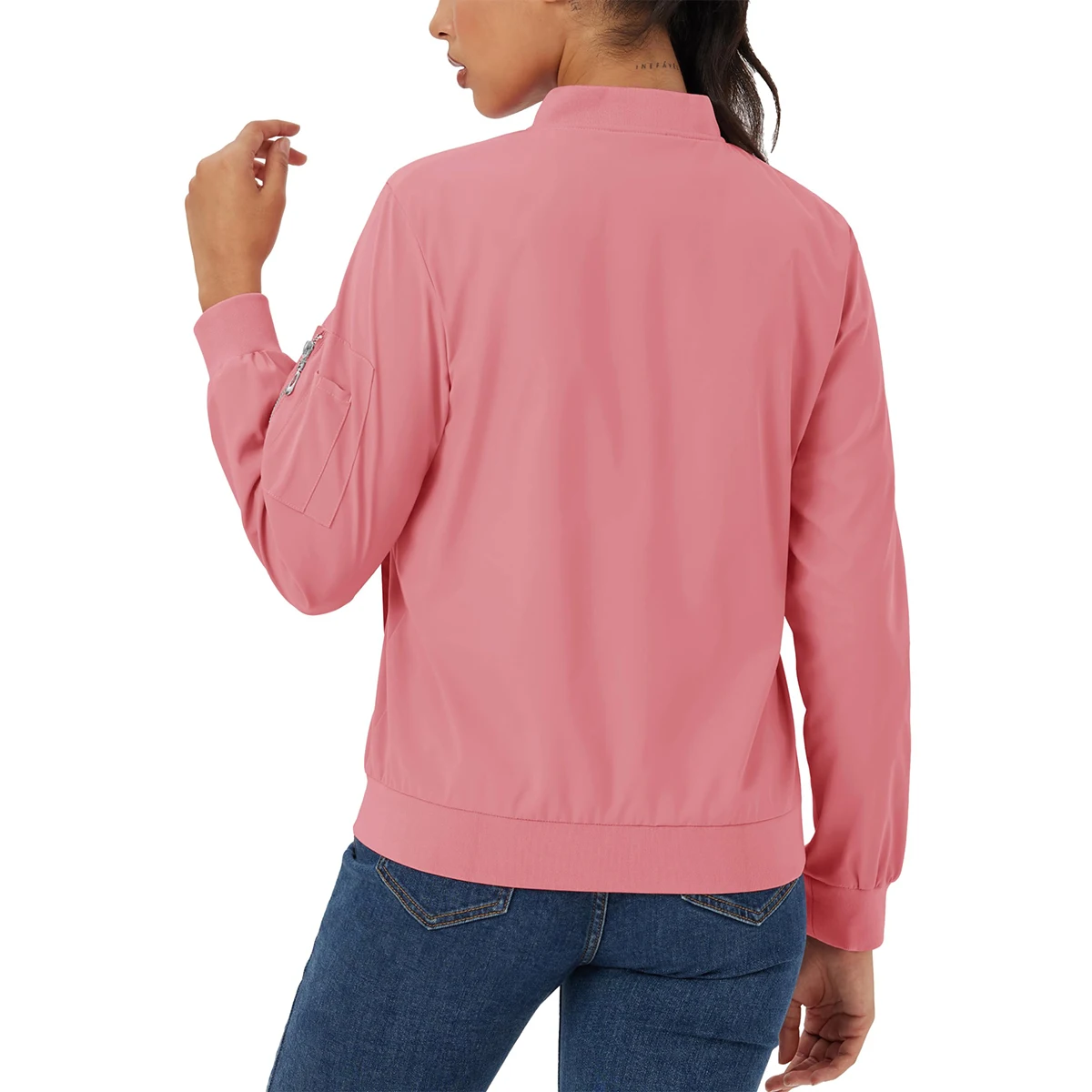 MAGCOMSEN Giacca da aviatore da donna con zip intera Giacca a vento casual Primavera Autunno Giacca bomber leggera Capispalla da viaggio impermeabile