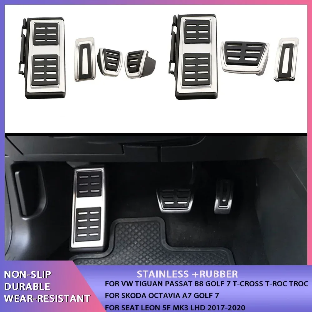 Penutup Pedal baja tahan karat untuk VW GOLF 7 8 GTi MK7 Lamando POLO A05 Passat B8 Skoda Rapid Octavia 5E 5F A7 2014 +