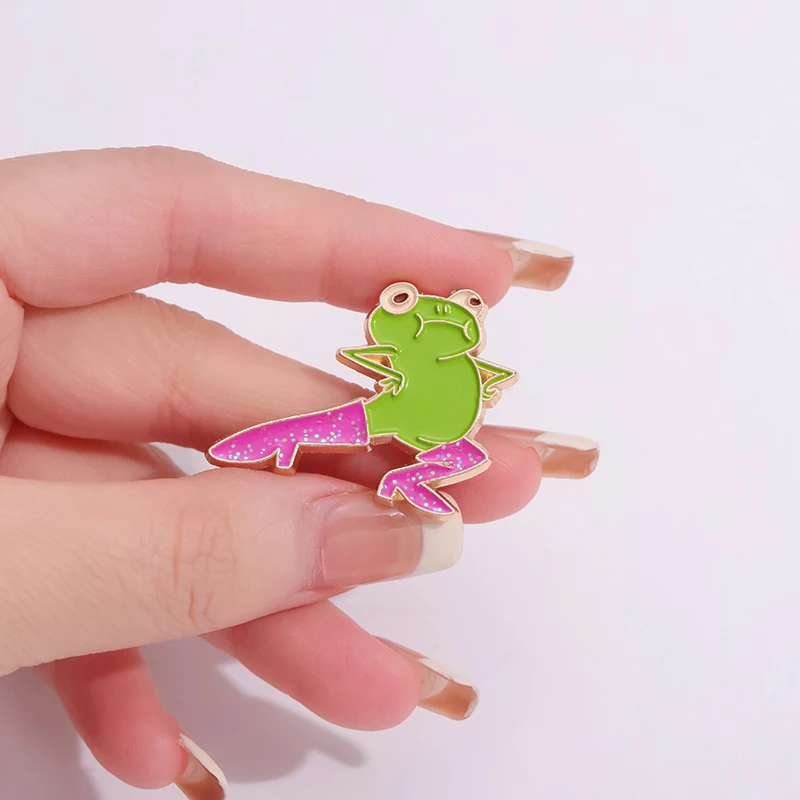 Cool Funny Frog Enamel Pins Custom Brooches Lapel Badges Cartoon Animal Jewelry Gift for Kids Friends