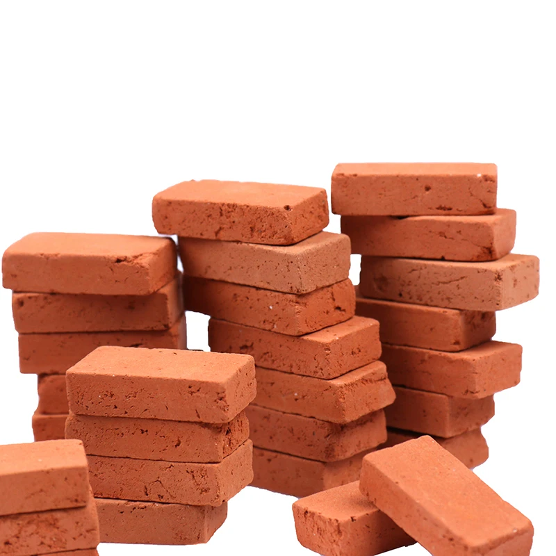 50pcs Miniature Construction Brick Dollhouse Roof Tile Clay Brick Model Building Kits Tiny House Scenery Architecture Material