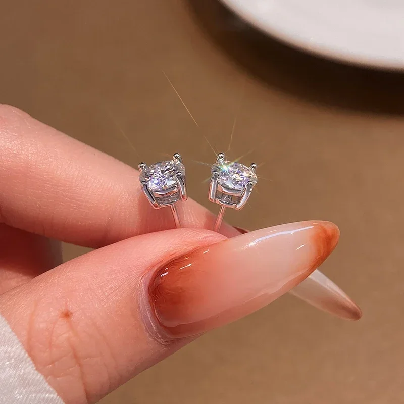 

DWJ 0,5-2 карата золотые серьги-гвоздики с муассанитом и бриллиантами для женщин, сверкающие классические свадебные лабораторные серьги с бриллиантами, чистое серебро 925 пробы