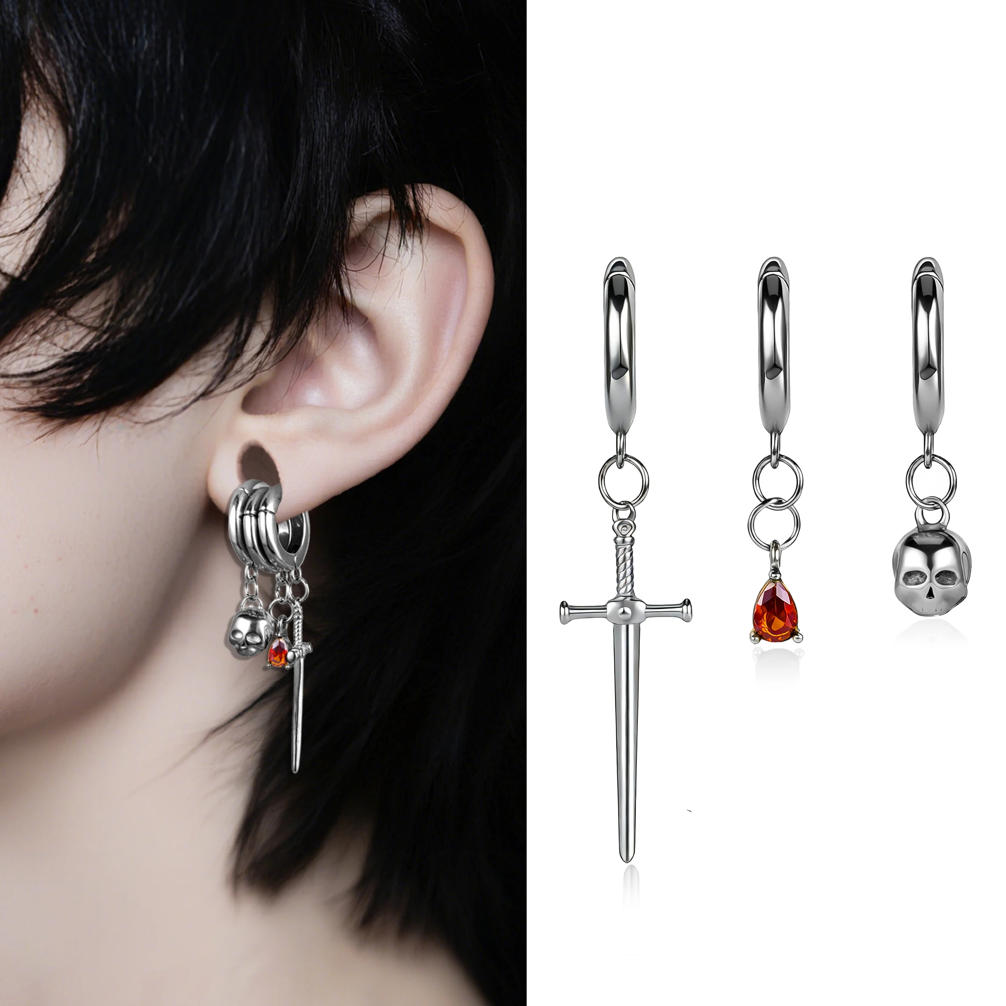 Doearko 2pcs/3pcs Element Ring Stack punk Ear Weight Simple Ear Expanders Stretchers Earring Gauges Body Piercing