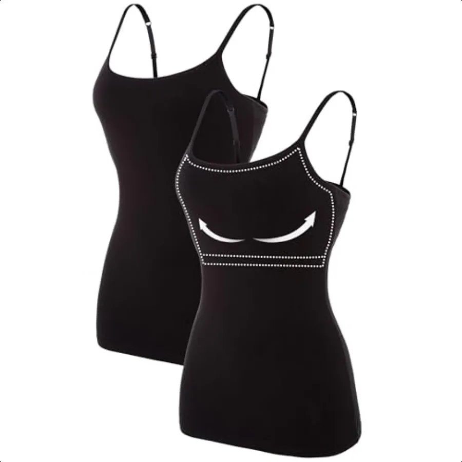 

ATTRACO Women's Cotton Camisole Shelf Bra Spaghetti Straps Tank Top