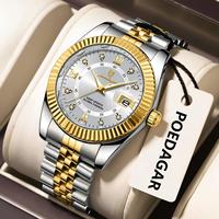 POEDAGAR Trendy Business Men Watch Waterproof Stainless Steel Luminous Original Classic Man Watches Date Quartz Men's Wristwatch