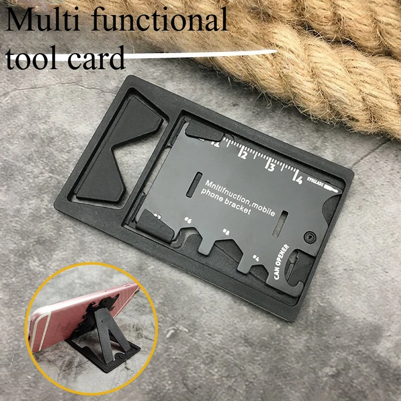 

2PCS 10 in One Outdoor Multifunctional Mobile Phone Holder Tool Card Combination EDC Tool Folding Card
