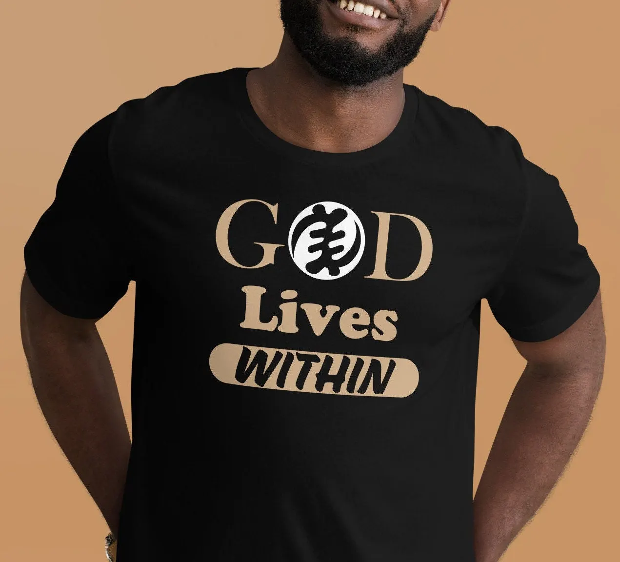 God Lives Within Adinkra Symbol T Shirt Gye Nyame Black Culture History Faith