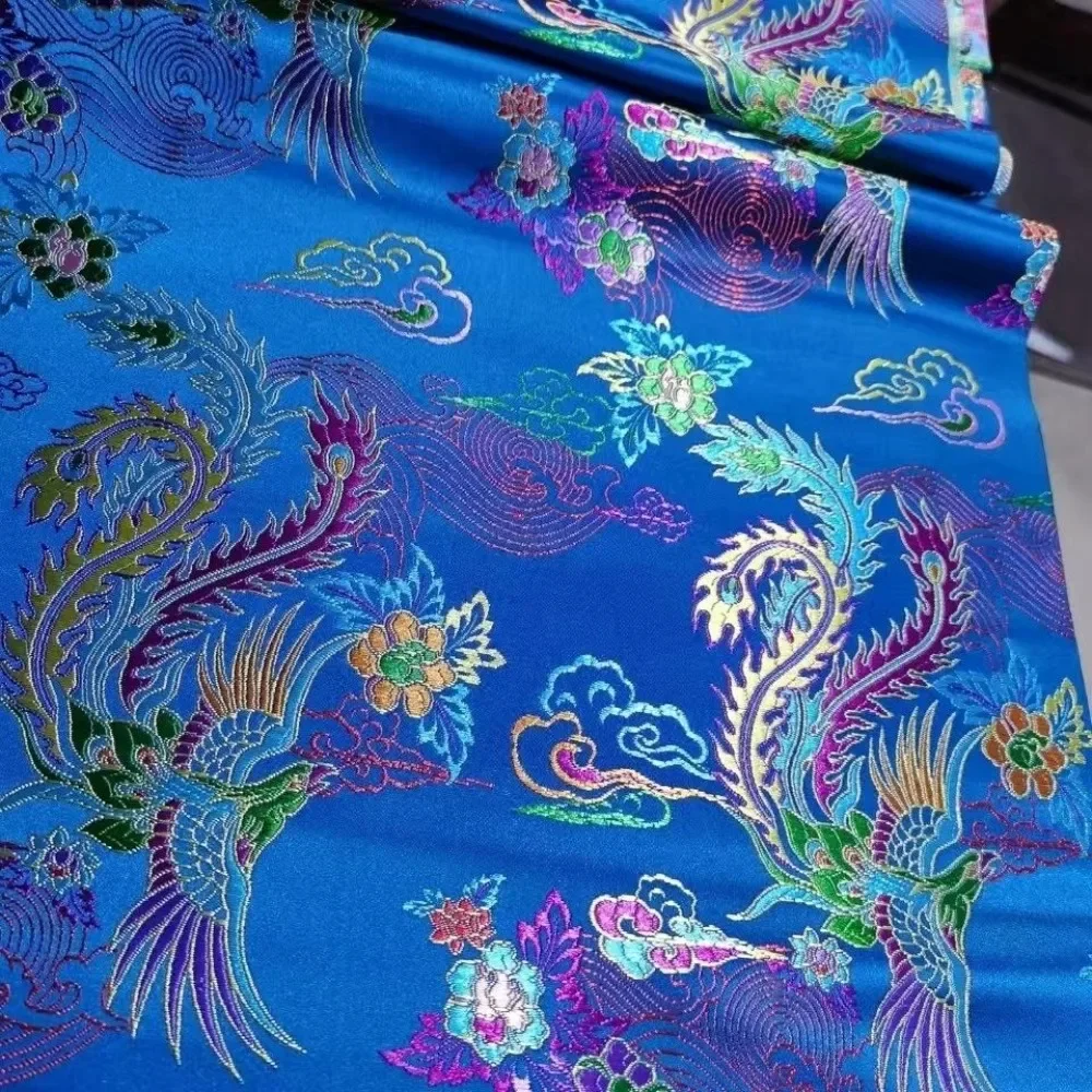 Thickend Phoenix Brocade Jacquard Fabric By Meters for Clothes Dress Cheongsam Costume Cape Diy Sewing Needlework Cloth Soft Red