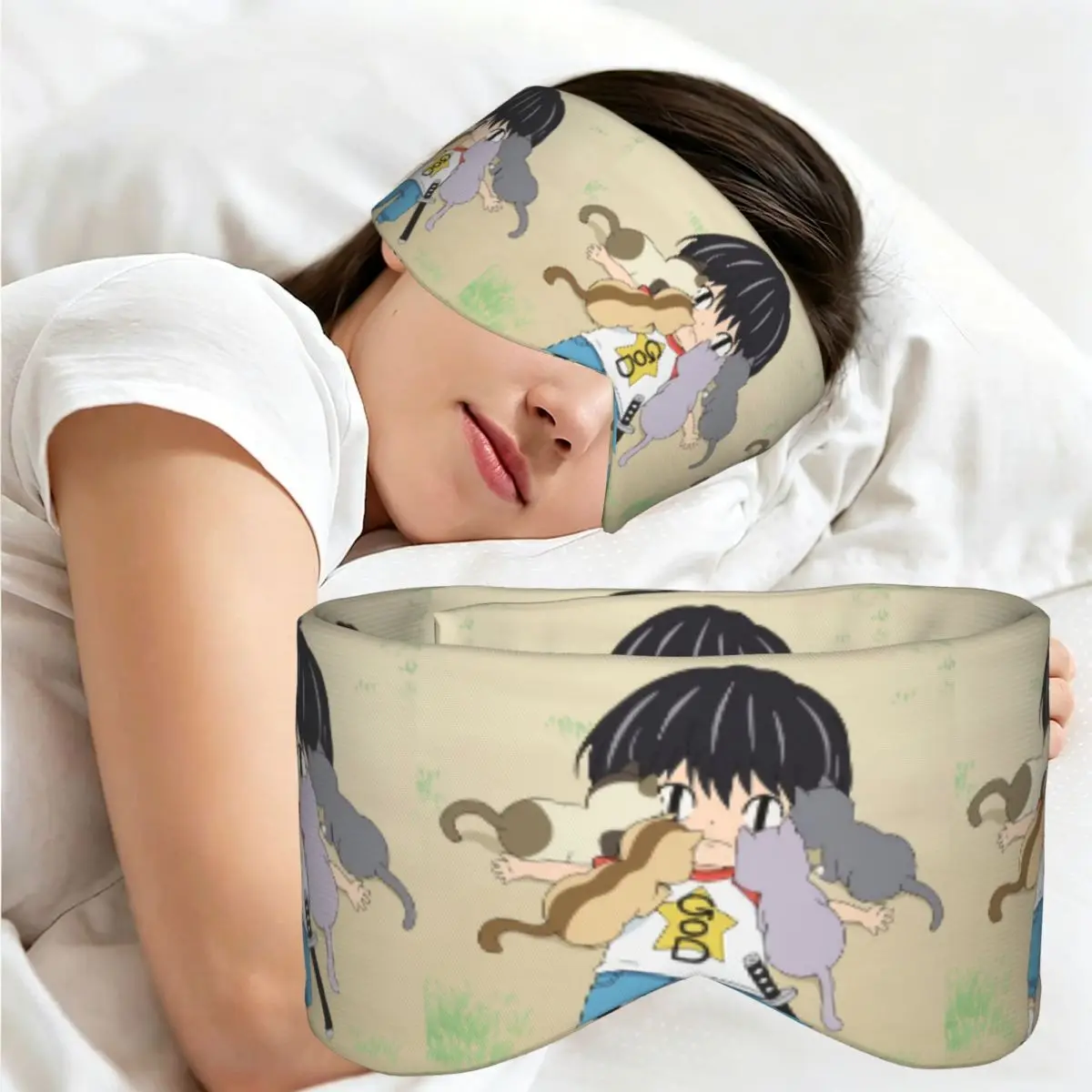 Cute Anime Kotaro Lives Alone sleep eye mask Light Blocking Portable Eye Cover for Girls Boys Travel Party Eyeshade eyepatch