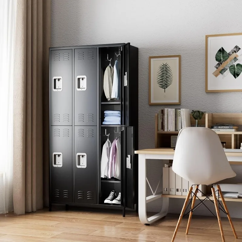 Metal Storage Locker for Office Gym Bedroom Dormitory, 6 Doors Steel Locker Cabinet for Employees