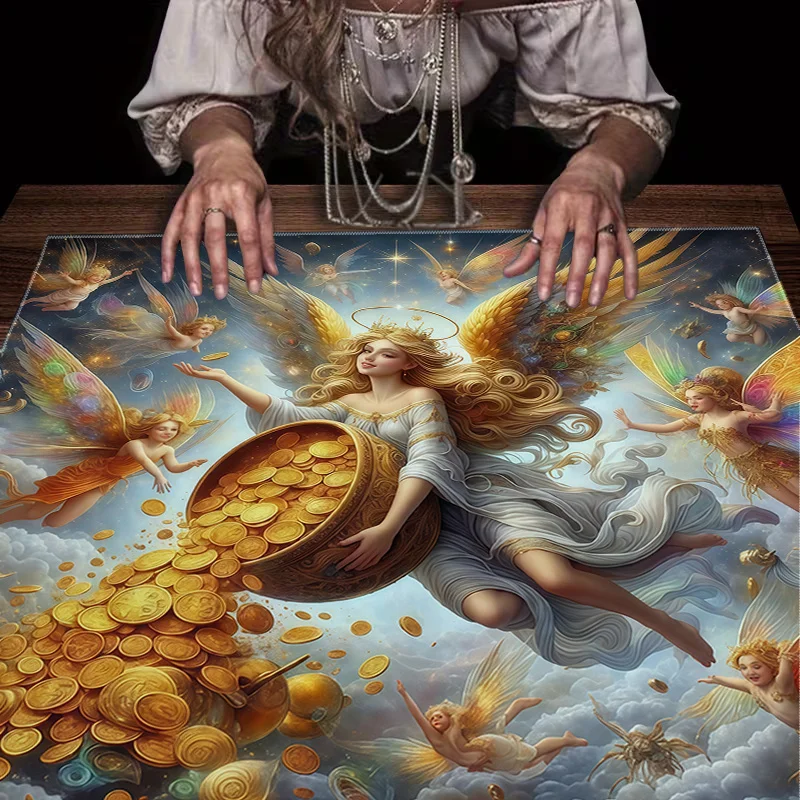 Luxury Tarot Tablecloth Mystical Reading Cloth Angelic Witchcraft Divination Magic Coaster 60x60cm Spiritual Decor