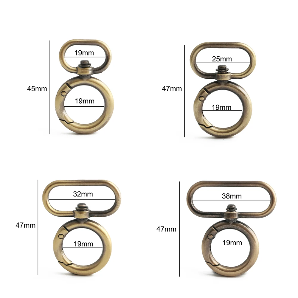 20/50/100PCS Inside:19-38mm O Ring Spring Snap Hook Metal Swivel Lobster Clasp For Keychain Handbag Bags Detachable Accessories
