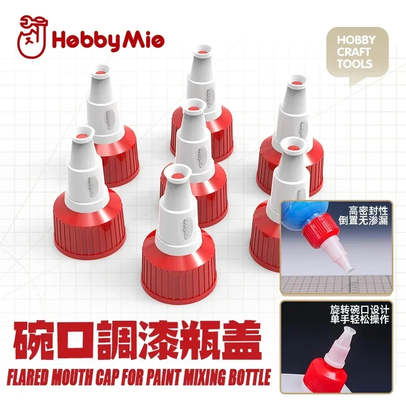 HOBBY MIO 5PCS Flared Mouth Cap Inner Diameter 20/24mm Bowl Shaped Cap for Paint Mixing Bottle High Sealing Bottle Cap Tool Part