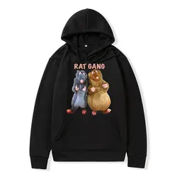 Engraçado rat gang hoodie com capuz ratatouille remy e emile gráfico moletom kawaii bonito impressão do mouse hoodies das mulheres dos homens pulôver de grandes dimensões