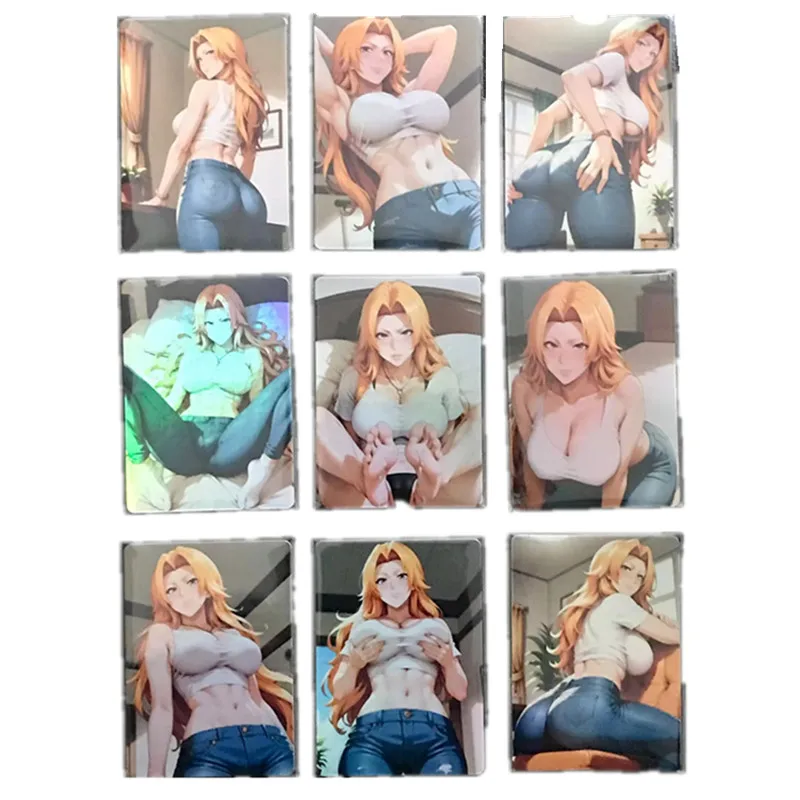 9 Stks/set Zelfgemaakte Anime Kaart Bleekmiddel Rangiku Matsumoto Sexy Naakt Foto Kaart Acg Fan Serie Speelgoed Cadeau Spel Strip Collectie Kaart