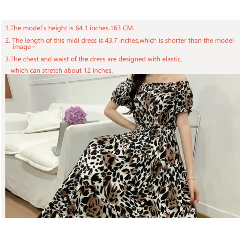 Boho Chic Short Sleeve Dress Slash Neck Elegant Women Dress Vintage Romantic Print Midi Dress Holiday Dress New Clothes Trend