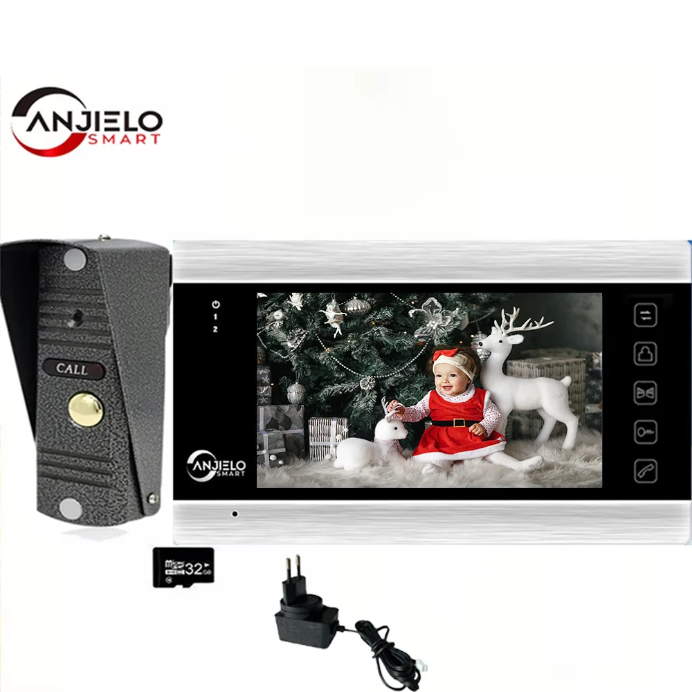 Anjielosmart 7-дюймовая камера видеонаблюдения для видеодомофона, защита безопасности, домофон, жизненное ночное видение для квартиры