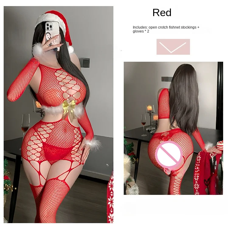 Christmas Sexy Lingerie Women\'s Costume Pajamas Sex Products Red Furry Jumpsuit Xxx Halloween Costumes Clothing Cosplay Skirt 18