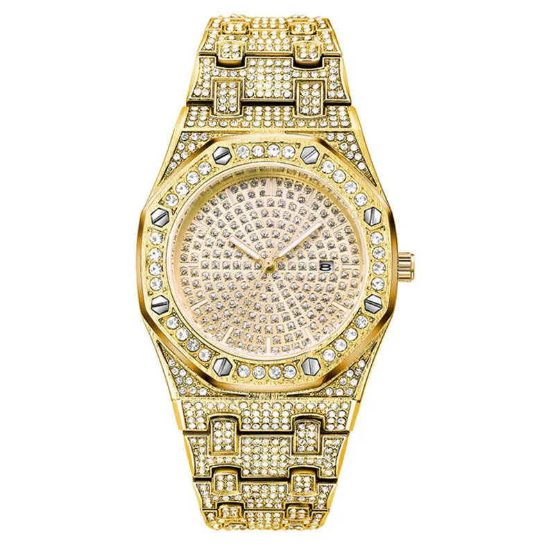 

Reloj Hombre Men Original Big Brand Watches Luxury Diamond Fashion Alloy Band Date Quartz Watch Golden Relogios Masculinos 2025