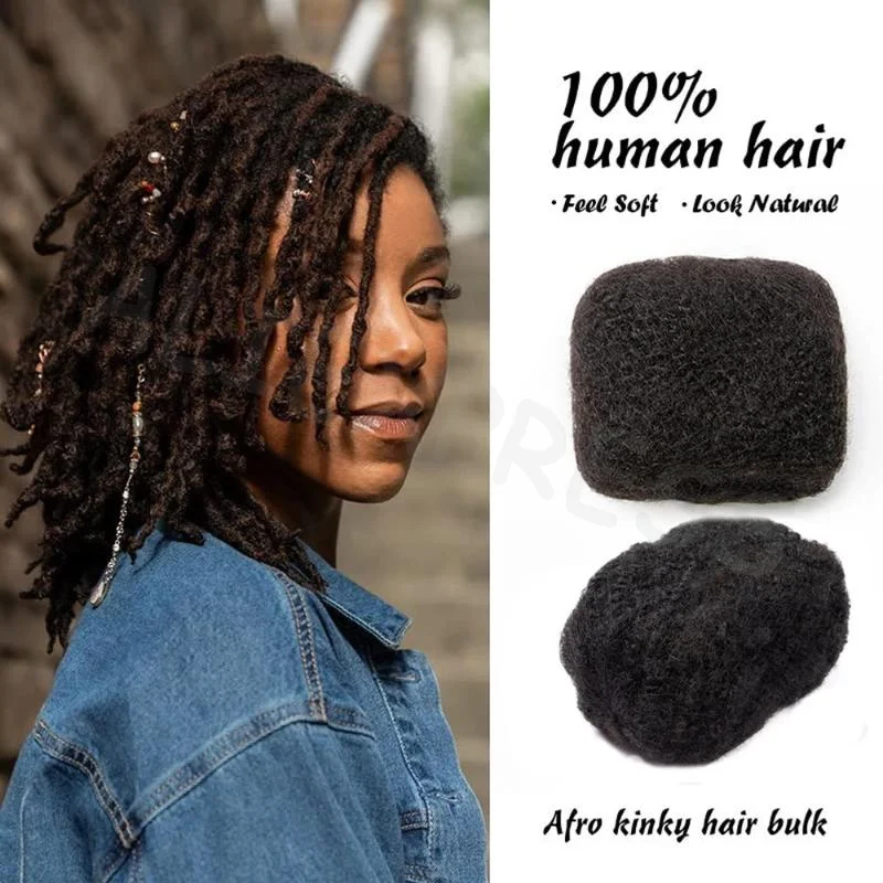 Black Afro Kinky Bulk Curly Twist Hair 10 Inch Afro Curly Bulk Human Hair Braiding Hair Bundles For Women