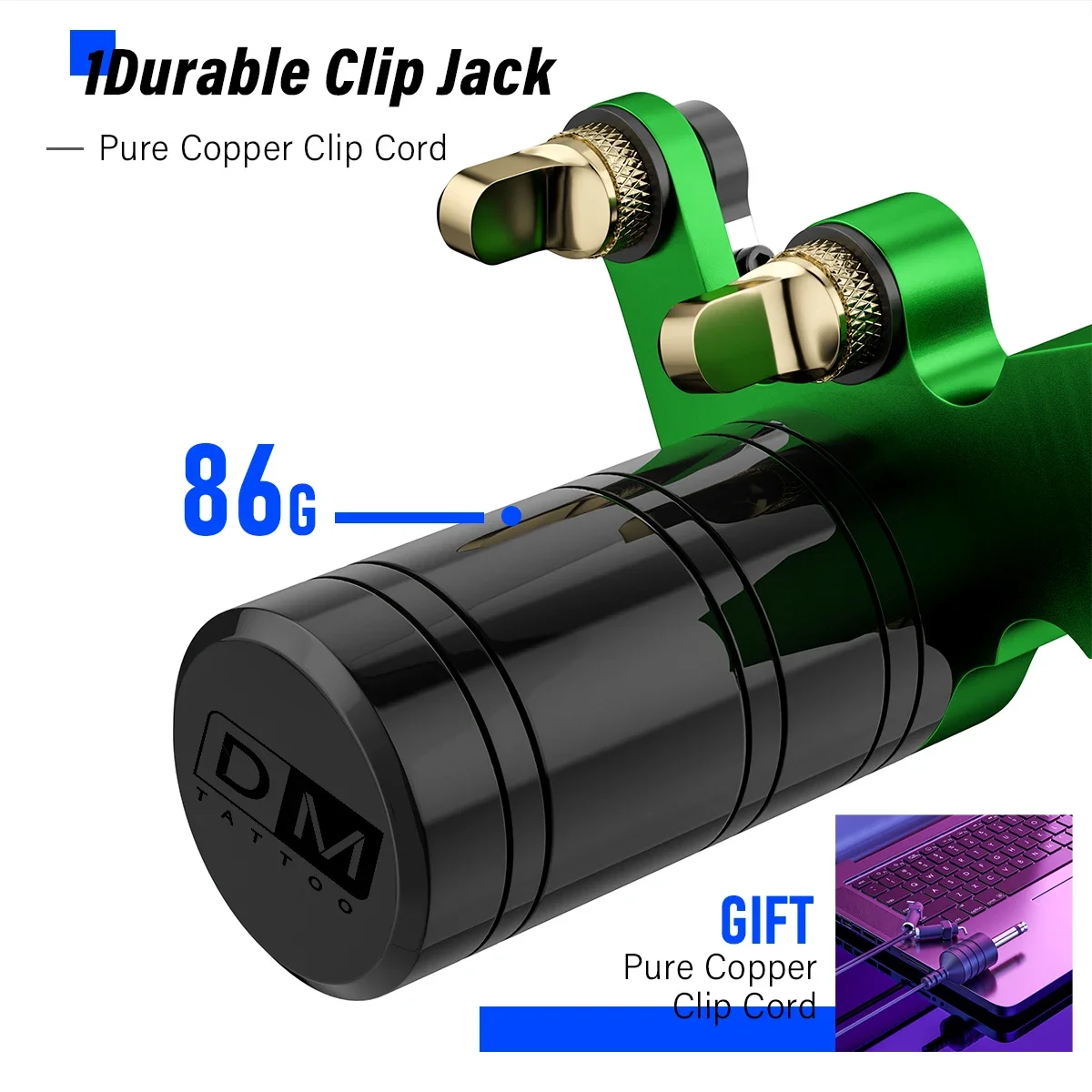 Hammer Rotary Tattoo Machine Powerful Japanese Coreless Motor Pure Copper Clip Cord Professional Tattoo Gun For Tattoo Artists