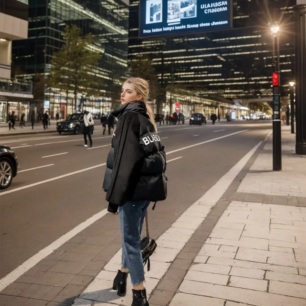 2025 femmes veste d'hiver col haut épaissir chaud Parkas manteaux femme lettre imprimé courte coton veste femmes vêtements nouveau