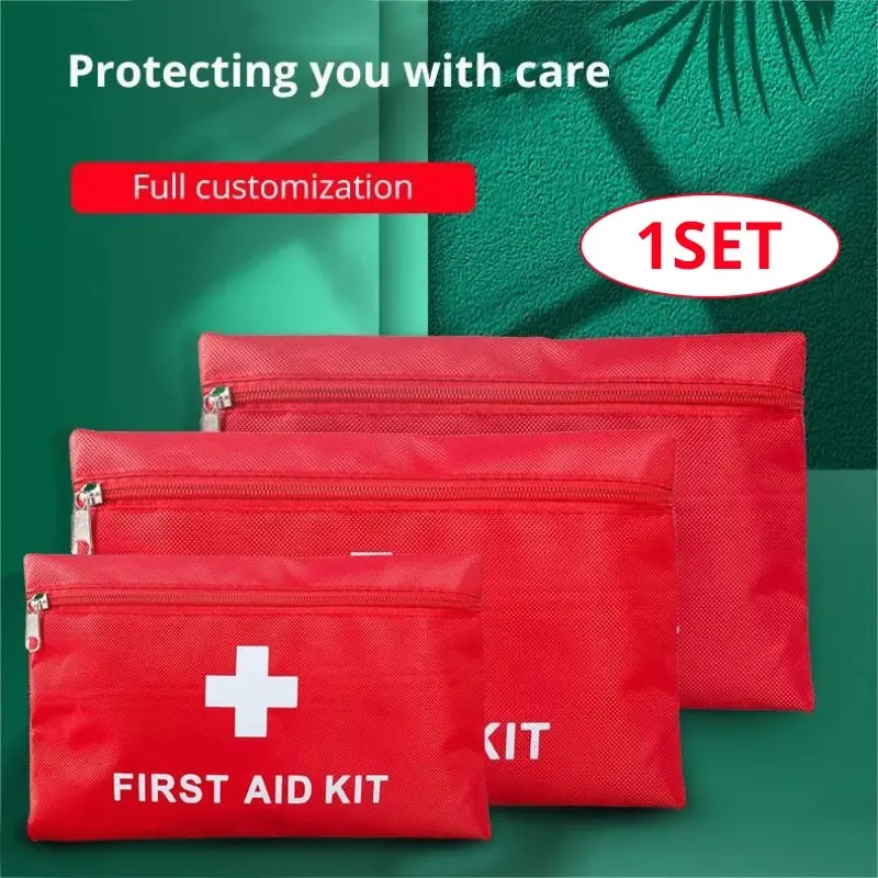 1set Red Emergency Medication Storage Bags for Outdoor Protection Home Use Car Travel Set Storage Bag