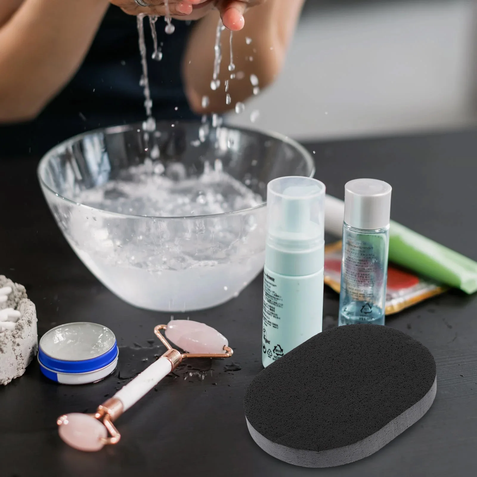 

3Pcs Bamboo Charcoal Facial Cleansing Puff Sponge Black Thicker Bath Tool For Face Washing Makeup Removal Gift