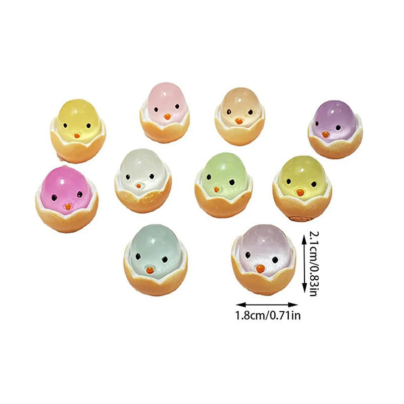 5-50 Buah Mainan Ayam Cangkang Telur Bercahaya Mini Patung Resin Fluoresensi Model Hewan Dekorasi Rumah Mainan Aksesori Dekorasi Taman