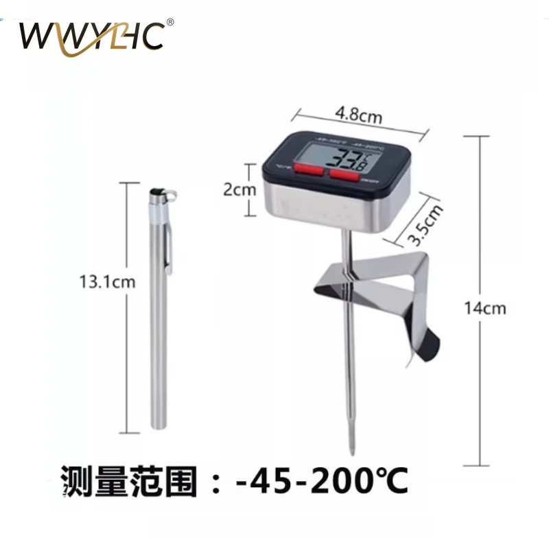 Applicable To HK0442 Thermometer Manual Brewed Milk Coffee Latte Cup Hand Brewed Pot Pen Type Clipper Pointer Digital Display