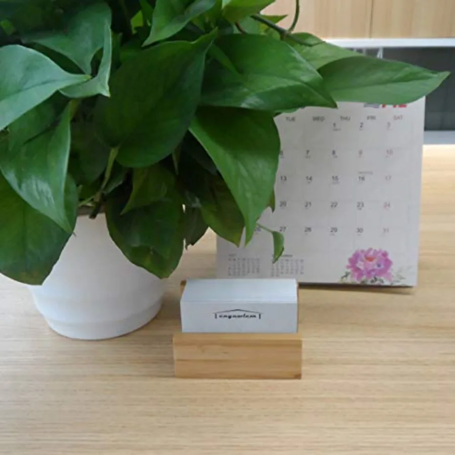 2 Pack Bamboo Wood Desktop Business Card Holder Display for Desk Sturdy Business Card Stand for Office Tabletop Counter Organiz
