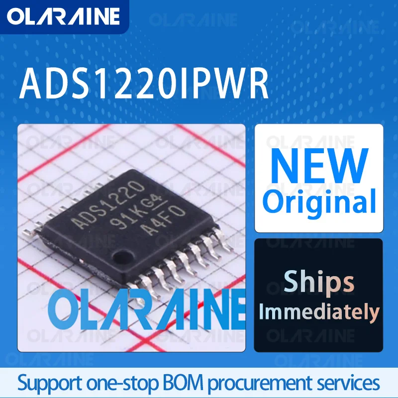 1/5/10Pcs ADS1220IPWR TSSOP-16 original ic chip Analog-to-digital converters - ADCs RoHS 4 Channel SPI Sampling ratio 2 kS/s