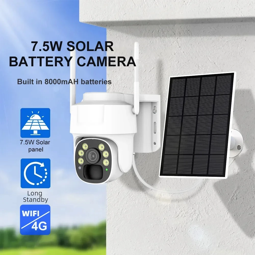 WiFi 4G PTZ Camera Outdoor Wireless Solar IP cctv 2K HD Video Surveillance  Long Standby  IP66 security protection Human Detect