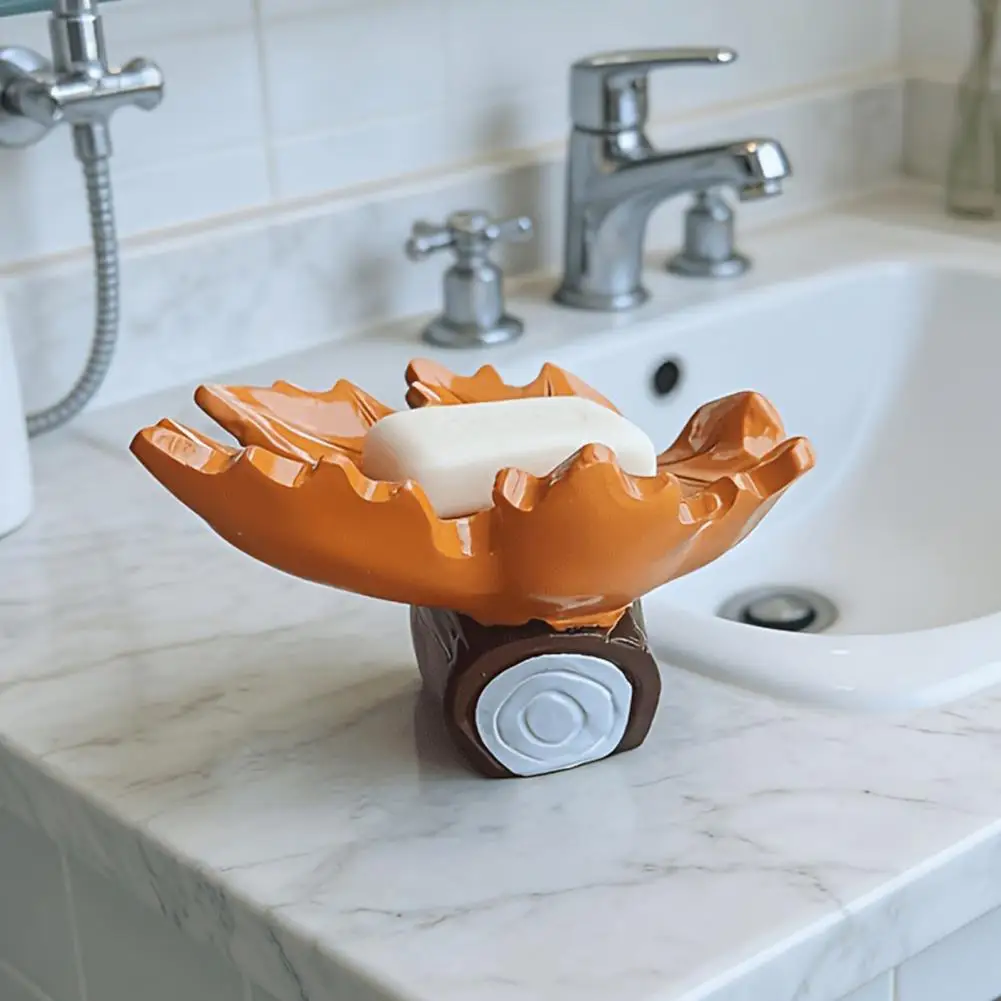 Decorative Tray for Vanity Simulated Maple Leaf Resin Dish Quick Drainage Laundry Holder Stylish Waterproof Decorative Bathroom