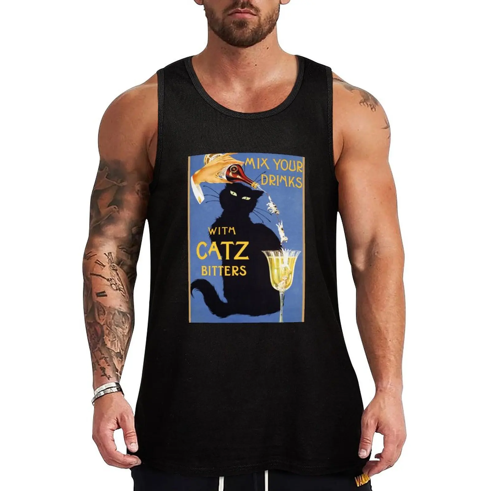 

Catz Bitters, Vintage Beverage Poster Tank Top Men's sleeveless Men's summer vest vests for men clothing men