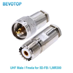 1PCS 5D-FB UHF Male PL259 Plug / UHF Female SO239 Jack 50-5 Clamp Connector for 5D-FB / LMR300 Cable BEVOTOP RF Connector