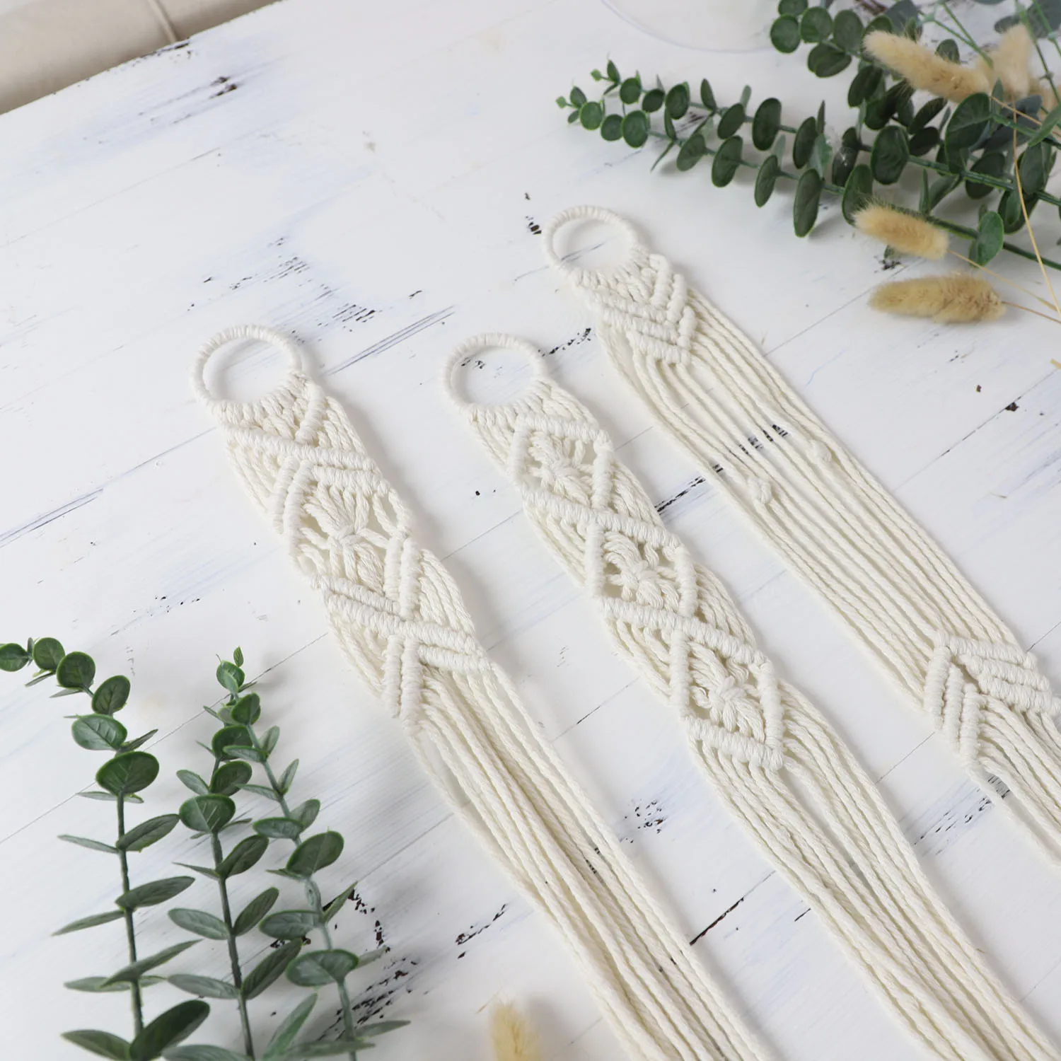 3 Stück Boho-Makramee-Pflanzenaufhänger, Wandbehang für Pflanzgefäße im Innen- und Außenbereich, Blumentopfseil für Heimdekoration – Detail 6