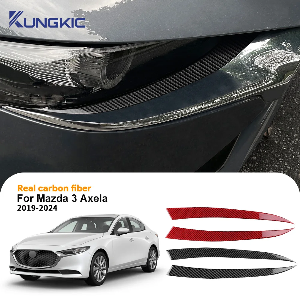 

For Mazda 3 Axela BP 2019 2020 2021 2022 2023 2024 2025 Real Soft Carbon Fiber Sticker Car Lamp Eyebrow Decor Trim Accessories