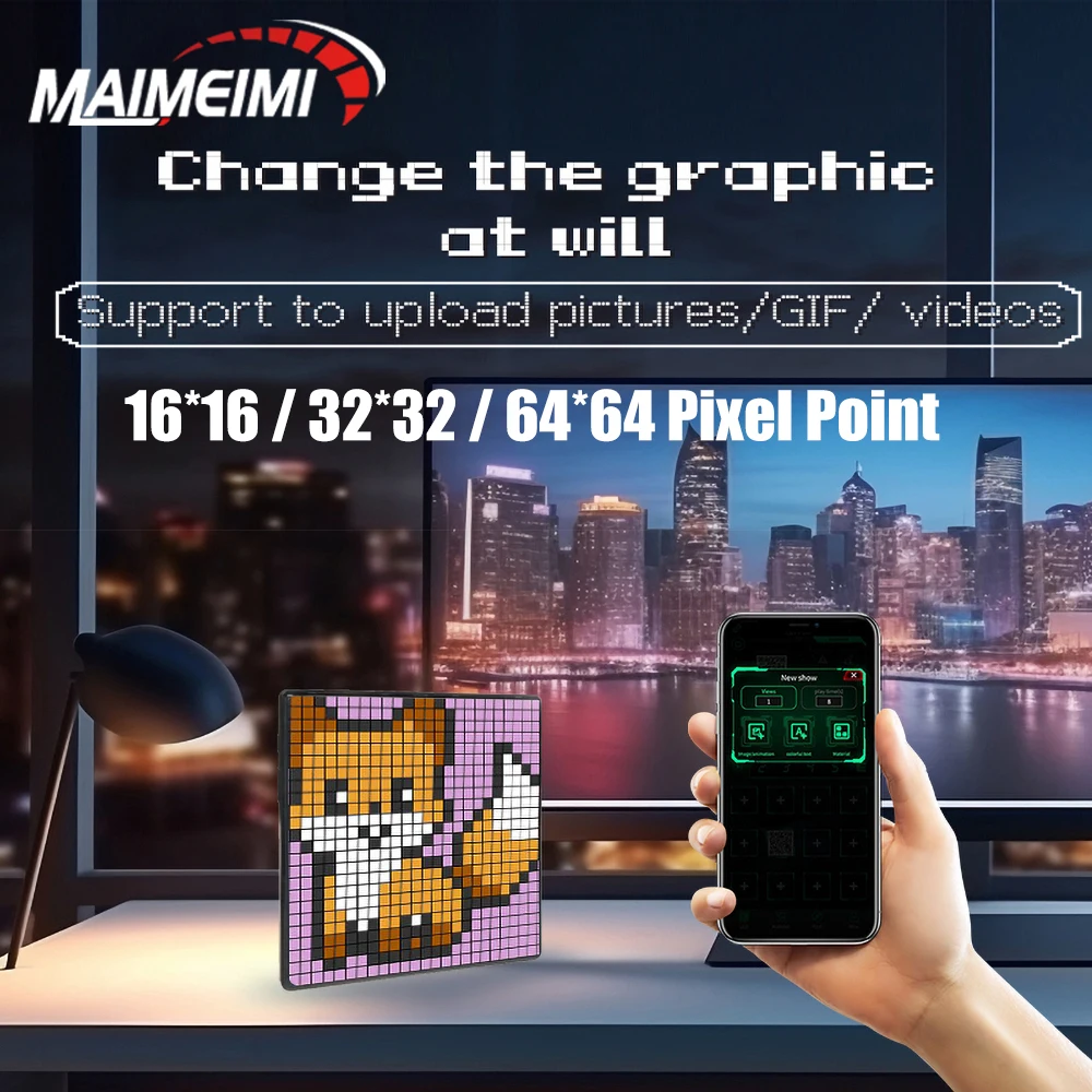 

NEW LED Matrix Pixel Display Screen APP Control RGB Night Light DIY Text Art Display Gaming Room Home Decoration Animation Frame