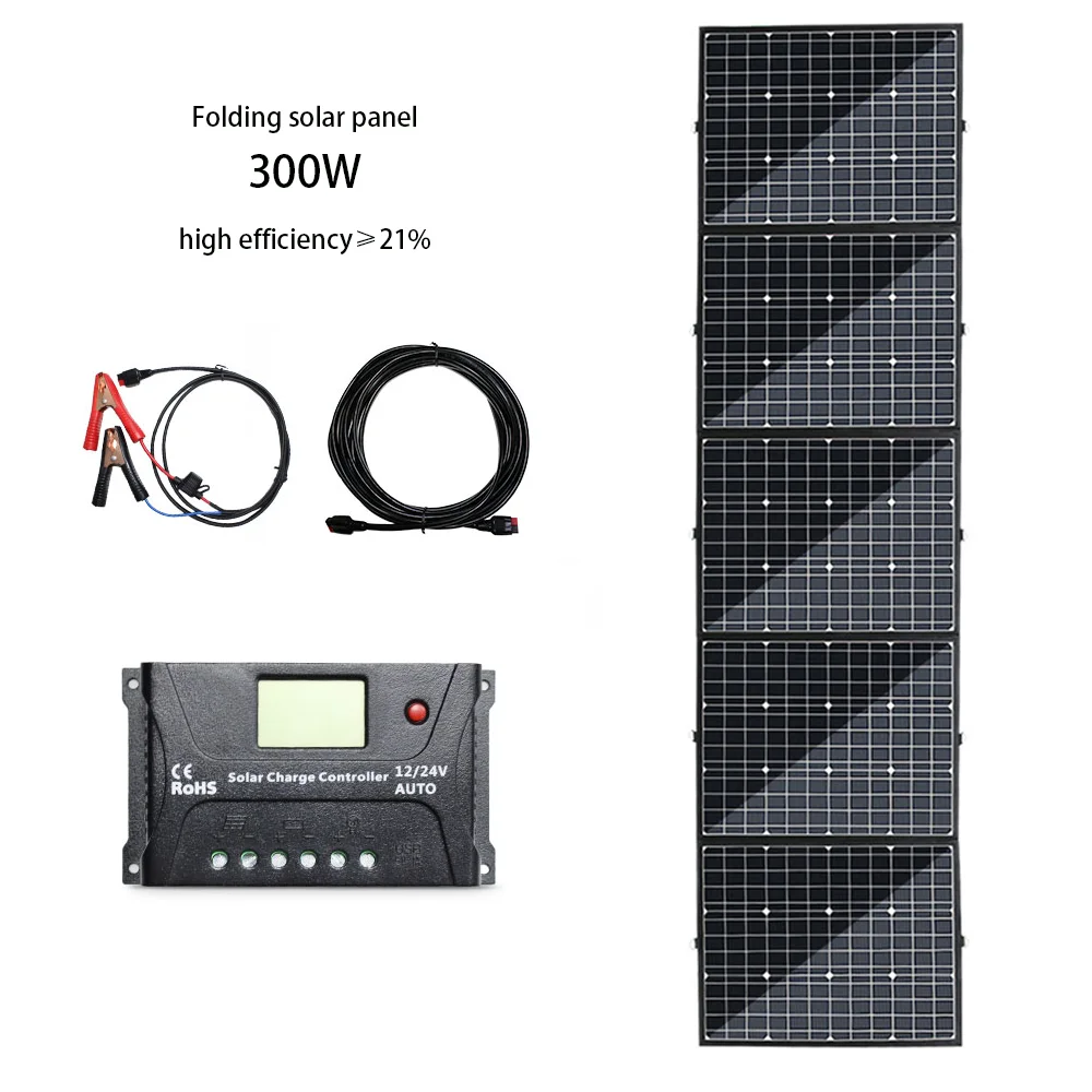 100W 200W 300W Foldable Portable Solar Cell Panels for Outdoor High EfficiencyC Waterproof Mono Solar Photovoltaic Panels 18V
