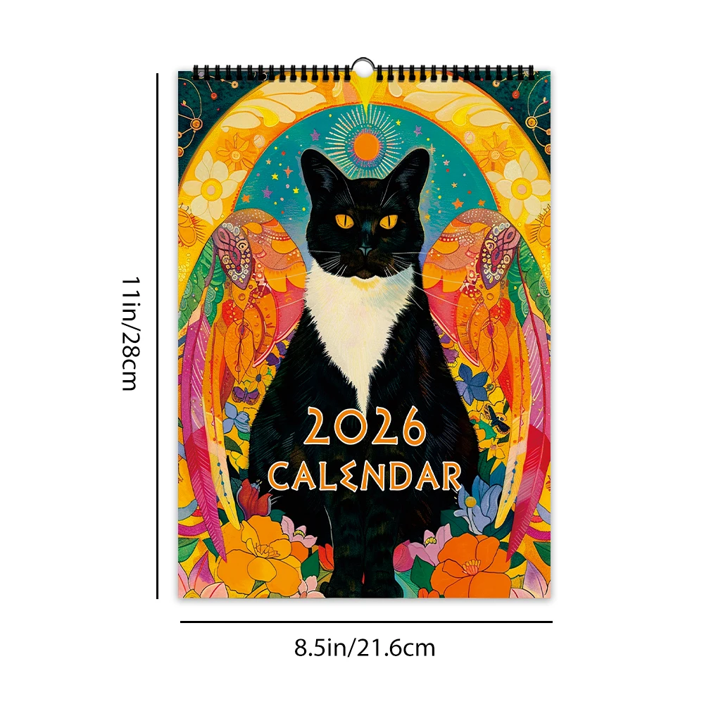 1 قطعة تقويم حائط 2026، سلسلة قطط لطيفة مرسومة يدويًا، 12 تصميمًا جميلًا، هدية مثالية لمحبي القطط، عيد الميلاد، عيد الميلاد ورأس السنة الجديدة #2