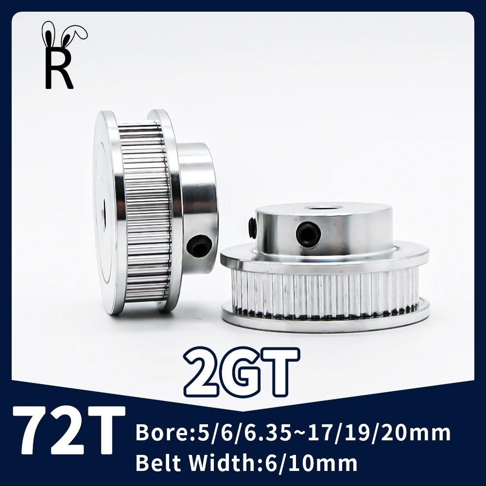 

72Teeth 2GT Timing Pulley Synchronous Wheel Bore 5/6/7~17/19/20mm Belt Width 6/10mm Tensioning GT2 Open Pulley 3D Printer Parts