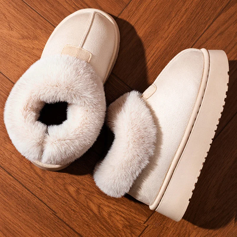 Casual Flauschige Warme Schnee Stiefel für Frauen Plattform Nicht Rutsch Verschleiß Beständig Pelz Stiefel Frau Verdicken Plüsch Gemütliche Baumwolle Schuhe Dame – Detail 5
