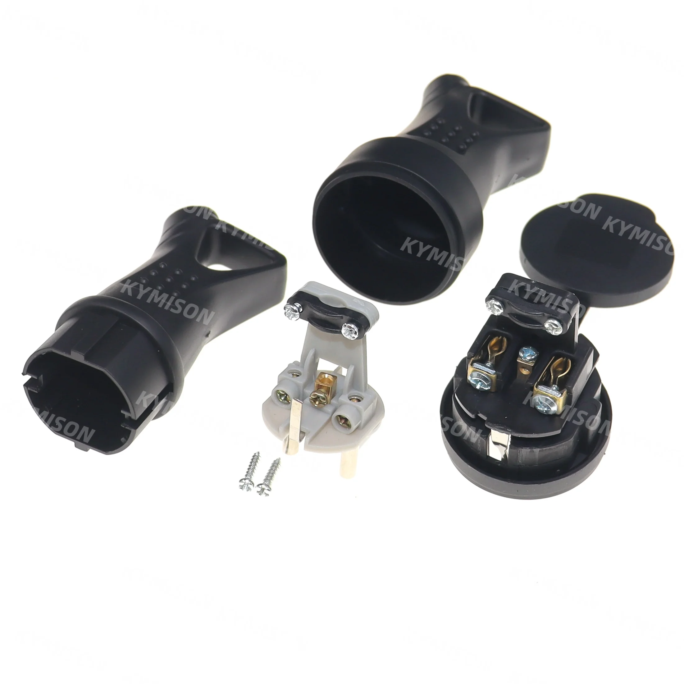 EU Rubber Waterproof Socket Plug Electrial Grounded European Connector With Cover IP54 For DIY Power Cable Cord 16A 250V - view 4