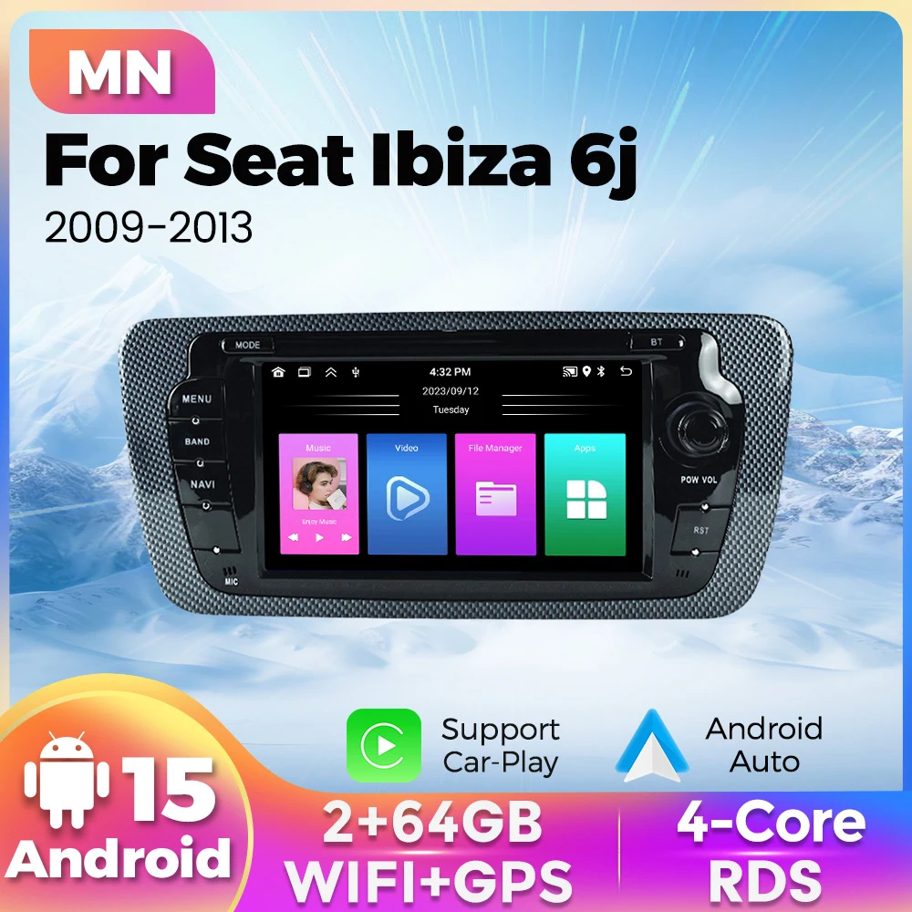 MEKEDE Android Autoradio Wireless Carplay Auto Für Seat Ibiza 6j 2009-2013 MK4 FR Multimedia Video Player WIFI BT GPS Navigation