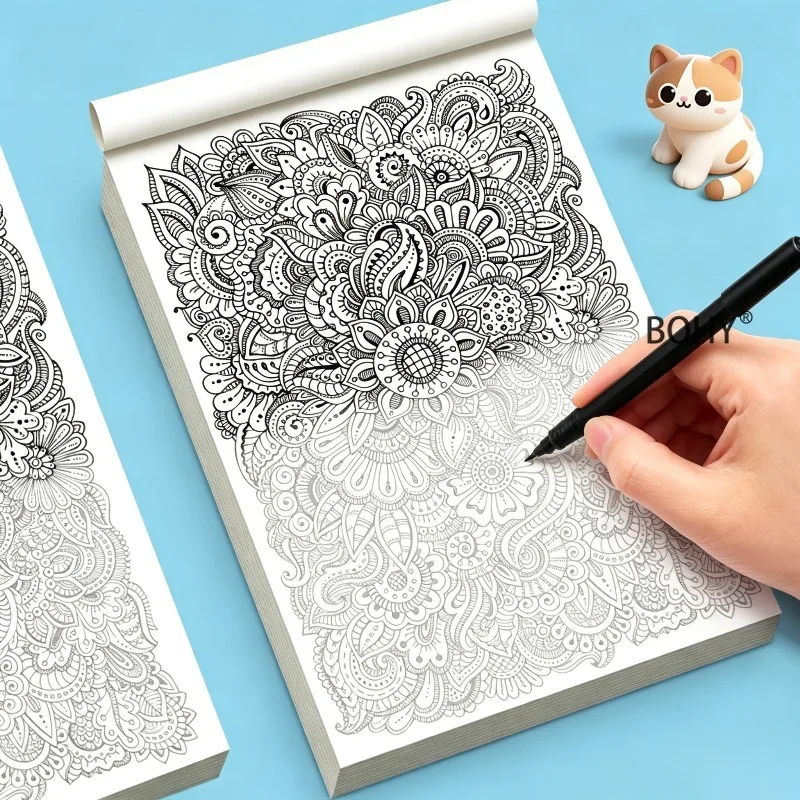 1 Adult Decompression and Healing Line Drawing and Coloring Album Include Flower Vines and Other Line Drawing Patterns 24 Pages