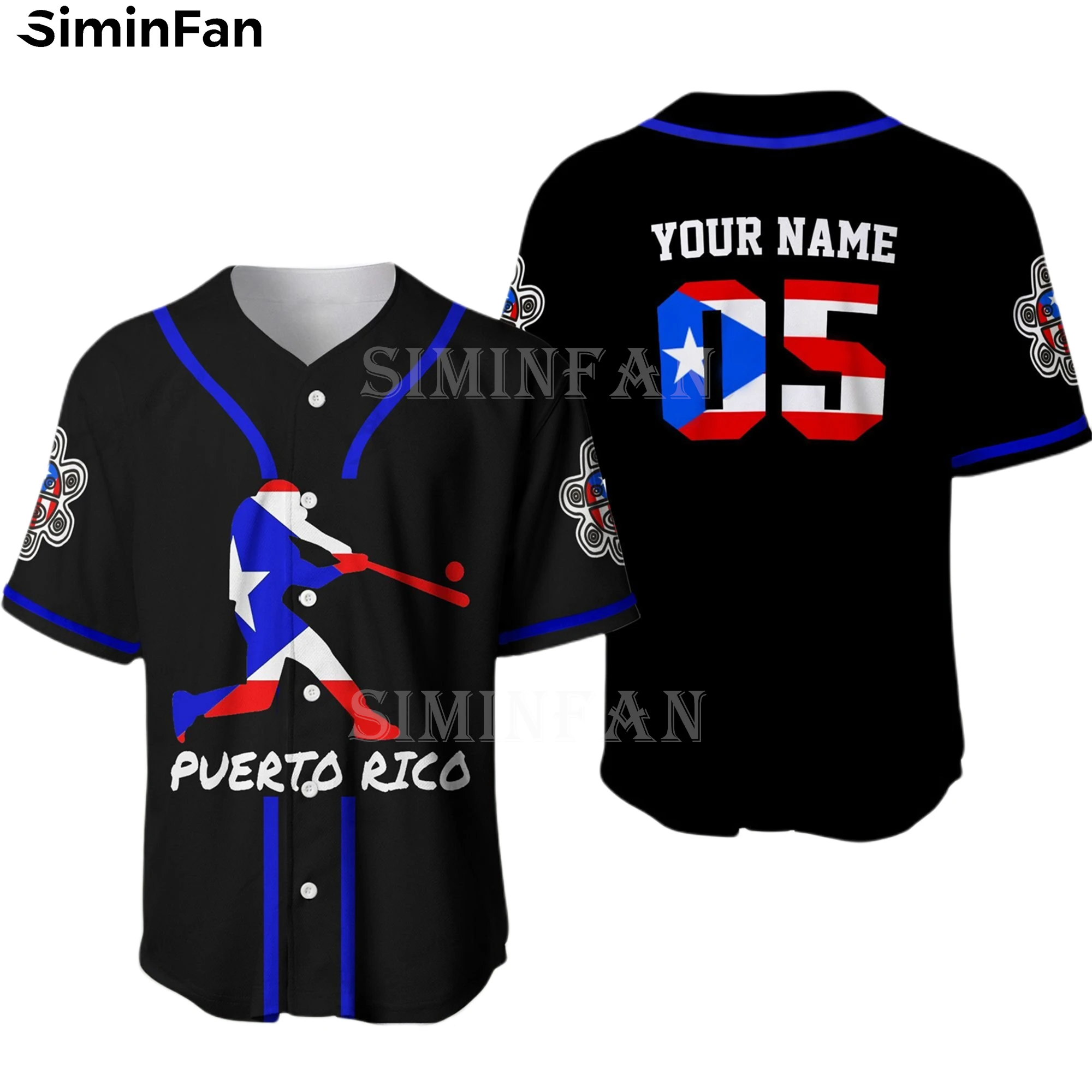 PUERTO RICO BASEBALL 3D Printed Mens Collarless Jersey Shirts Camisa Holiday Summer Beach T-Shirt Women Short Sleeve Tee Top