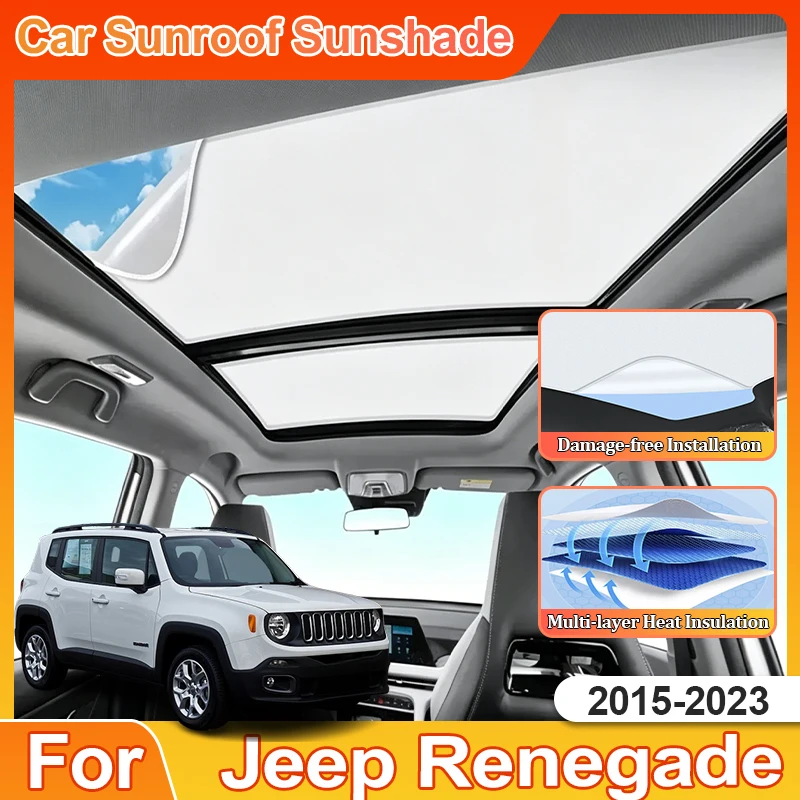 

Car Panoramic Sunroof For Jeep Renegade Accessories 2015-2023 2022 Sky Sunshade Heat Insulation Sun Visor Accessories Interior